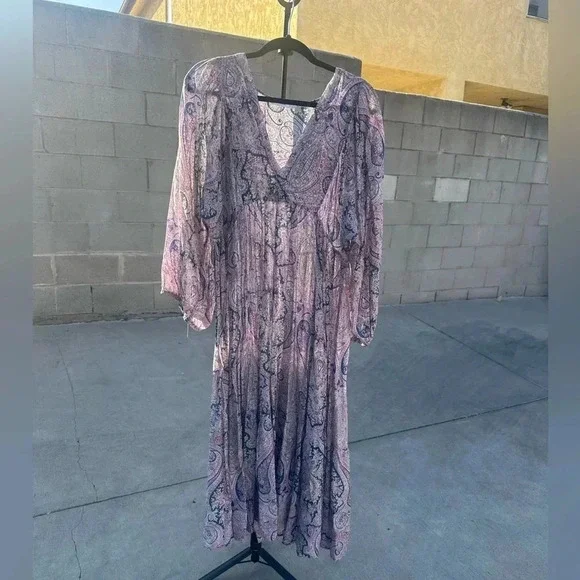 Mango Paisley Print Dress Large - Picture 2 of 6